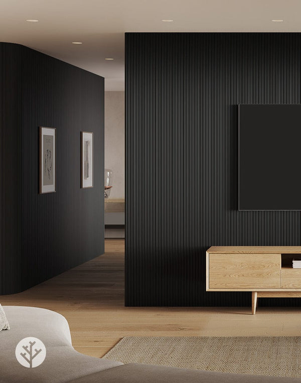 Flutto™ Black Mini Ridge Flexible Tambour Panels