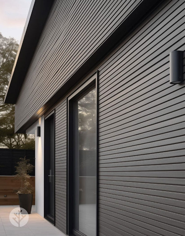 Gray Exterior Wood-Effect Slat Wall Panels