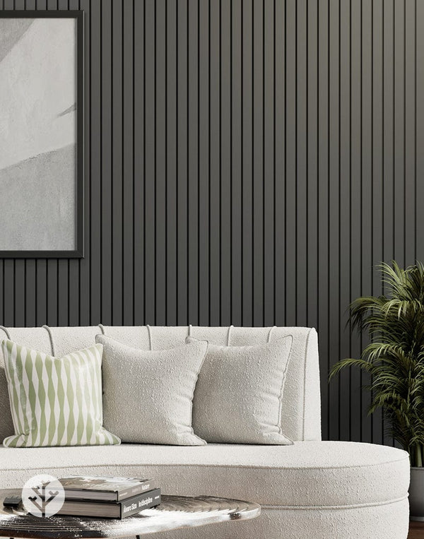 Leather Gray Wide Slat Wood Wall Panel