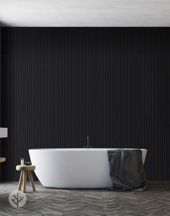 The Wood Veneer Hub Black Color Matte Acoustic Slat Wall Panels | Original Slatpanel®