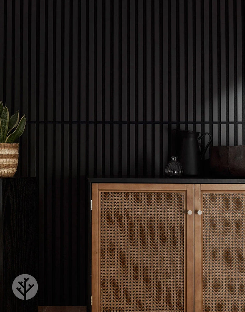 The Wood Veneer Hub Black Color Matte Acoustic Slat Wall Panels | Original Slatpanel®