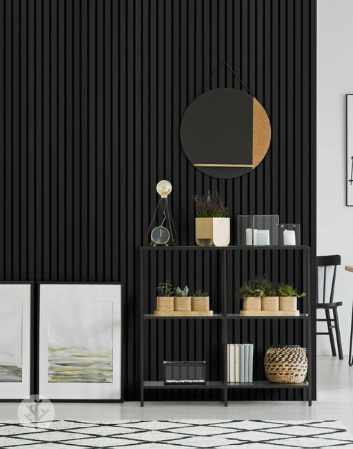 The Wood Veneer Hub Black Color Matte Acoustic Slat Wall Panels | Original Slatpanel®