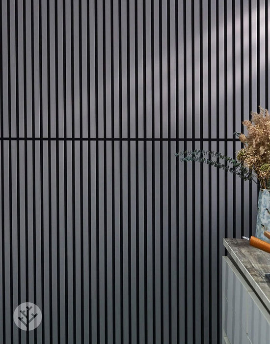 The Wood Veneer Hub Dusty Gray Color Matte Acoustic Slat Wall Panels | Original Slatpanel®