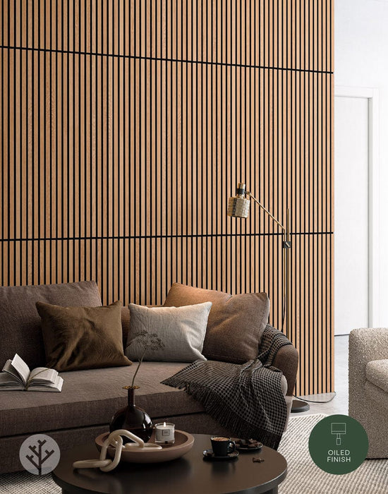 The Wood Veneer Hub Luxury American Oak Acoustic Slat Wood Wall Panels | Original Slatpanel®