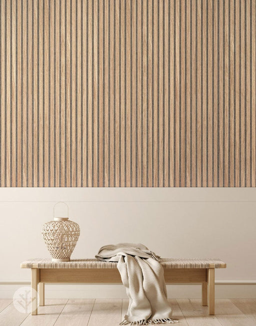 The Wood Veneer Hub Luxury American Oak | Gray Felt | Acoustic Slat Wood Wall Panels | Original Slatpanel®