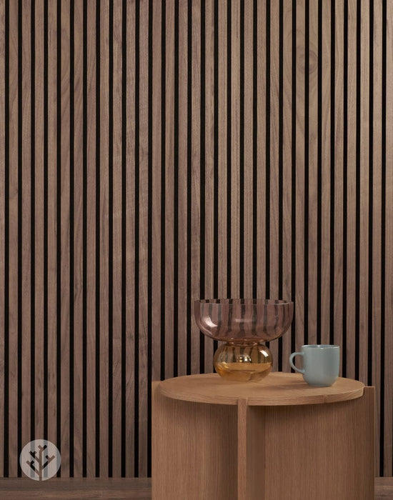 The Wood Veneer Hub Luxury American Walnut Acoustic Slat Wood Wall Panels | Original Slatpanel®