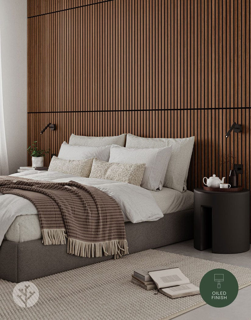 The Wood Veneer Hub Luxury American Walnut Acoustic Slat Wood Wall Panels | Original Slatpanel®