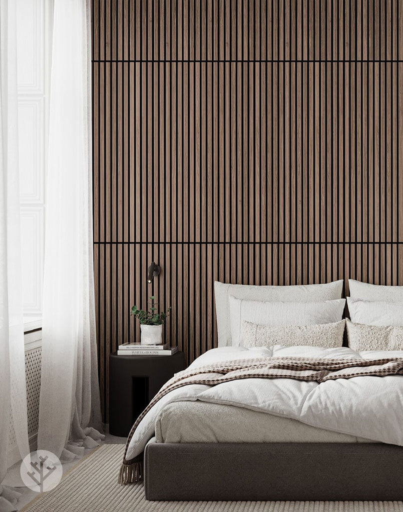 The Wood Veneer Hub Luxury American Walnut Acoustic Slat Wood Wall Panels | Original Slatpanel®