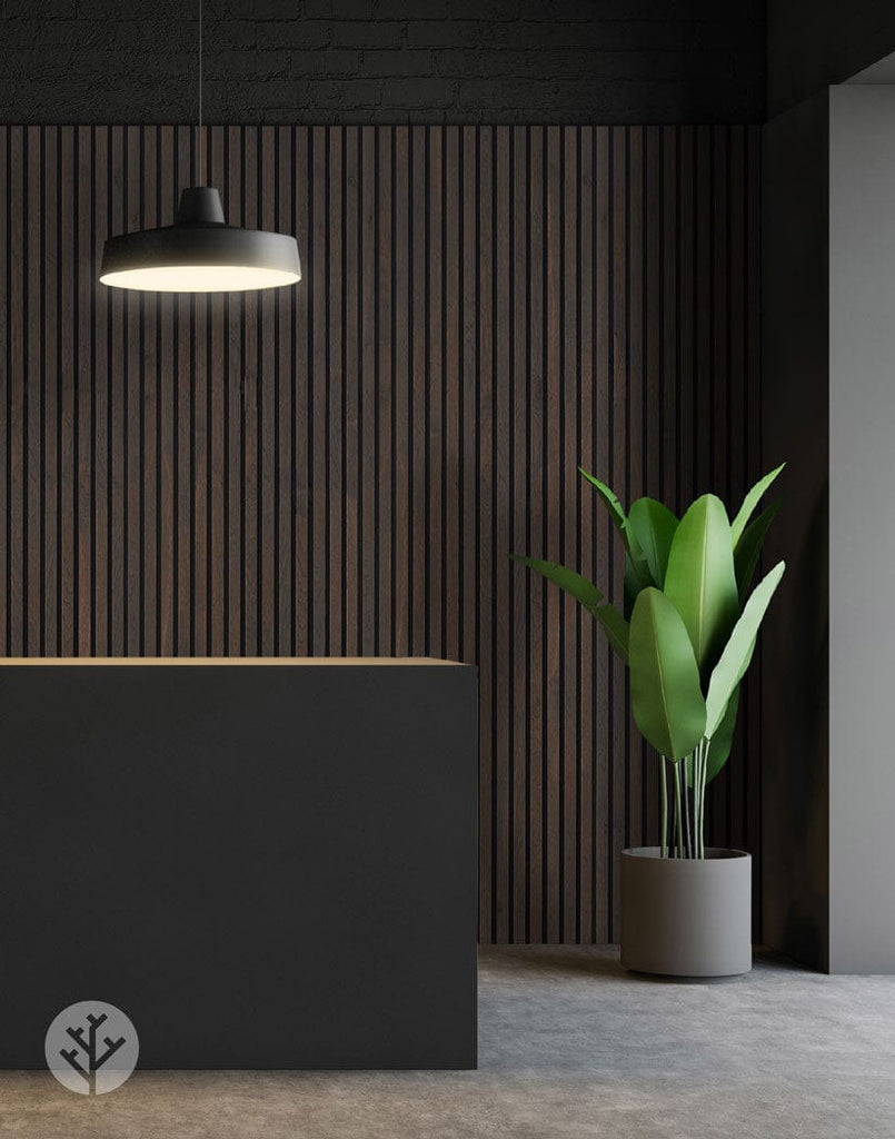 The Wood Veneer Hub Luxury Smoked Oak Acoustic Slat Wood Wall Panels | Original Slatpanel®