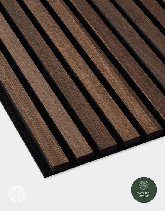 The Wood Veneer Hub Luxury Smoked Oak Acoustic Slat Wood Wall Panels | Original Slatpanel®