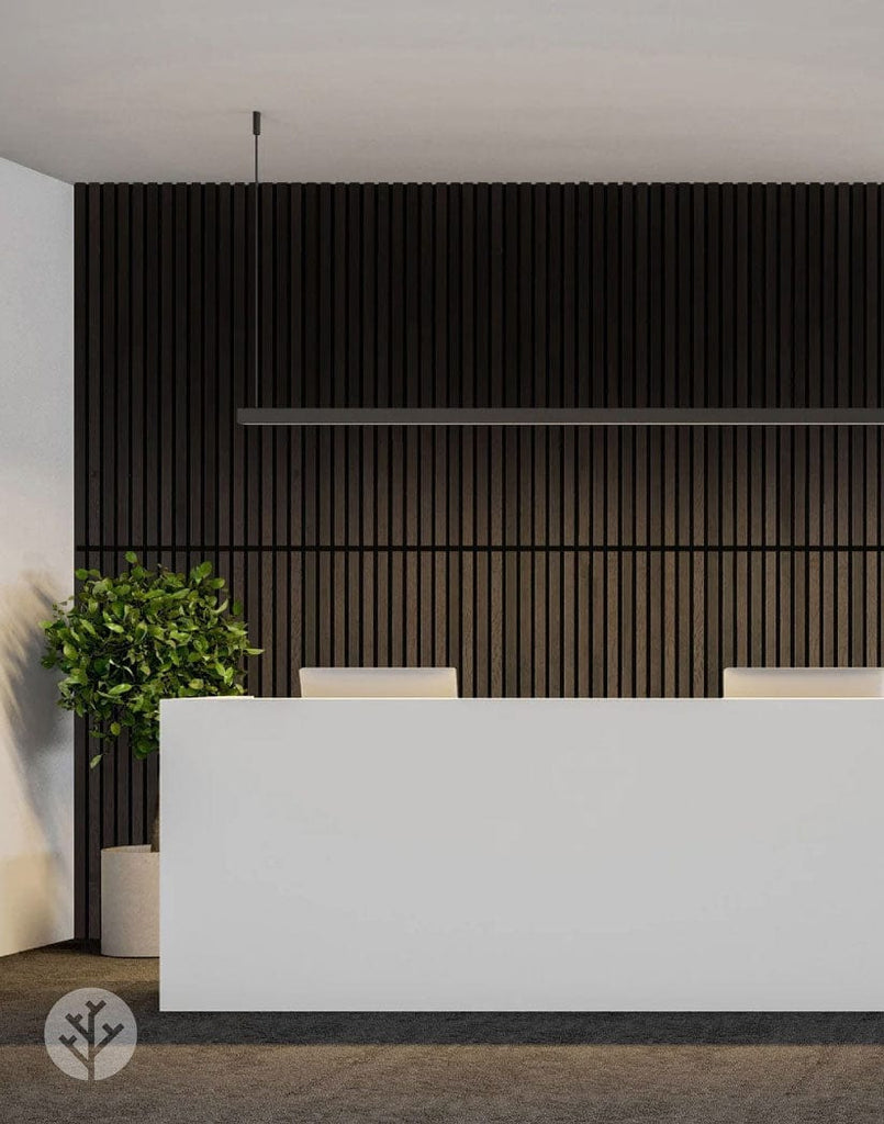 The Wood Veneer Hub Luxury Smoked Oak Acoustic Slat Wood Wall Panels | Original Slatpanel®