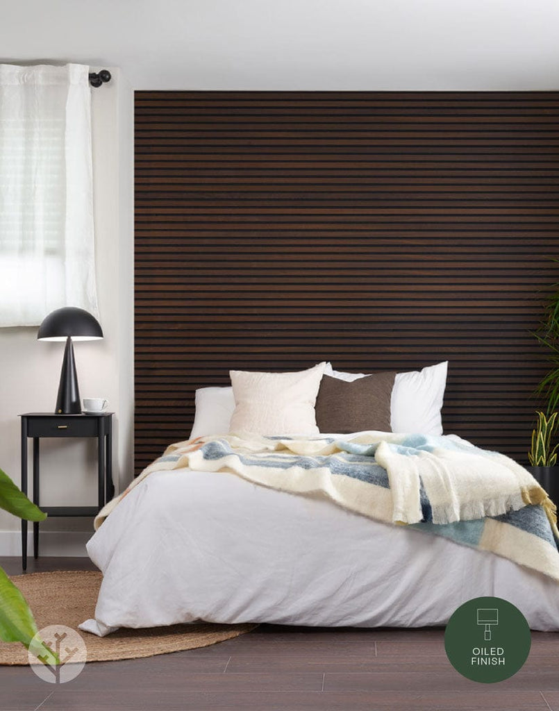 The Wood Veneer Hub Luxury Smoked Oak Acoustic Slat Wood Wall Panels | Original Slatpanel®