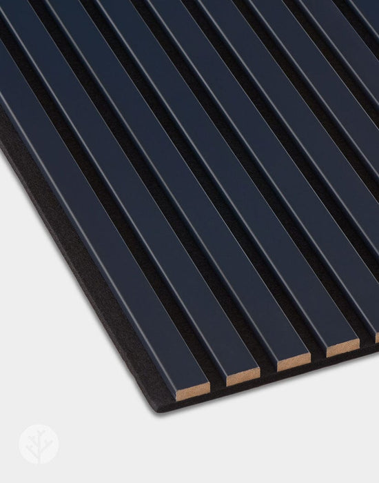 The Wood Veneer Hub Midnight Blue Color Matte Acoustic Slat Wall Panels