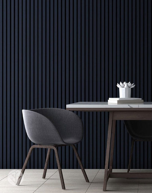 The Wood Veneer Hub Midnight Blue Color Matte Acoustic Slat Wall Panels