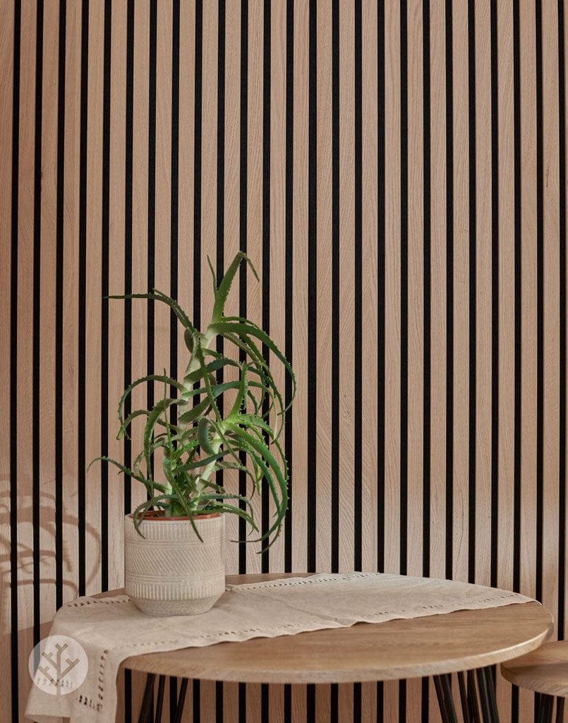 The Wood Veneer Hub Oak Acoustic Slat Wood Wall Panels | Natural Core | Original Slatpanel®