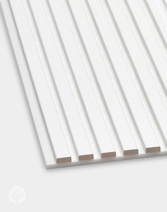 The Wood Veneer Hub Snow White Color Matte Acoustic Slat Wall Panels | Original Slatpanel®