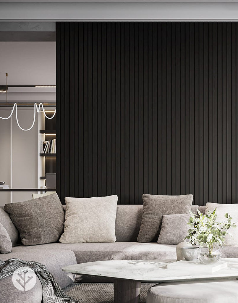 The Wood Veneer Hub Slatpanel® Luxe Black Wide Slat Wall Panel