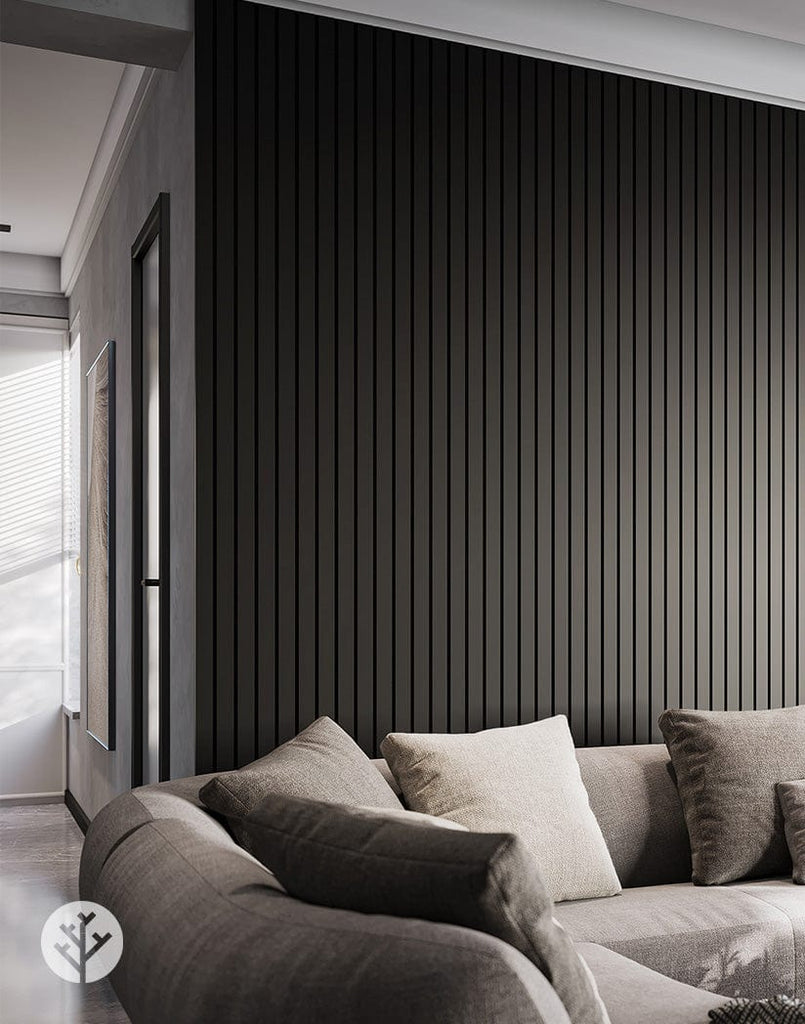 The Wood Veneer Hub Slatpanel® Luxe Black Wide Slat Wall Panel