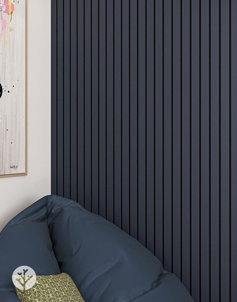 The Wood Veneer Hub Slatpanel® Luxe Blue Wide Slat Wood Wall Panel