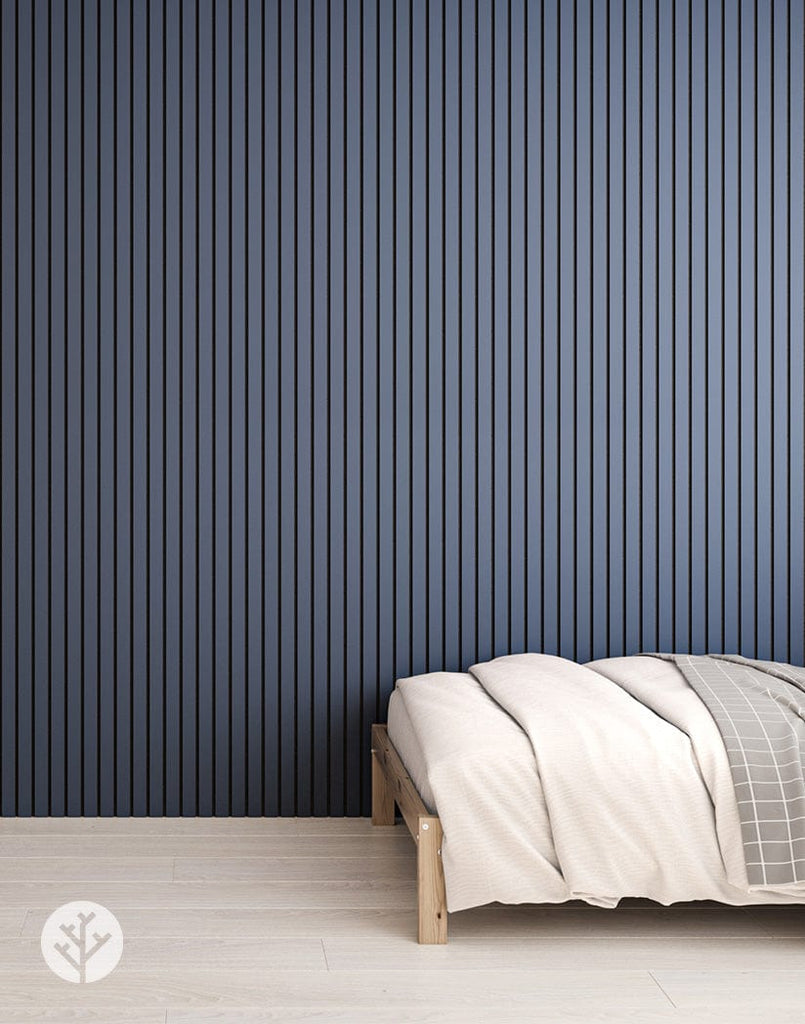 The Wood Veneer Hub Slatpanel® Luxe Blue Wide Slat Wood Wall Panel