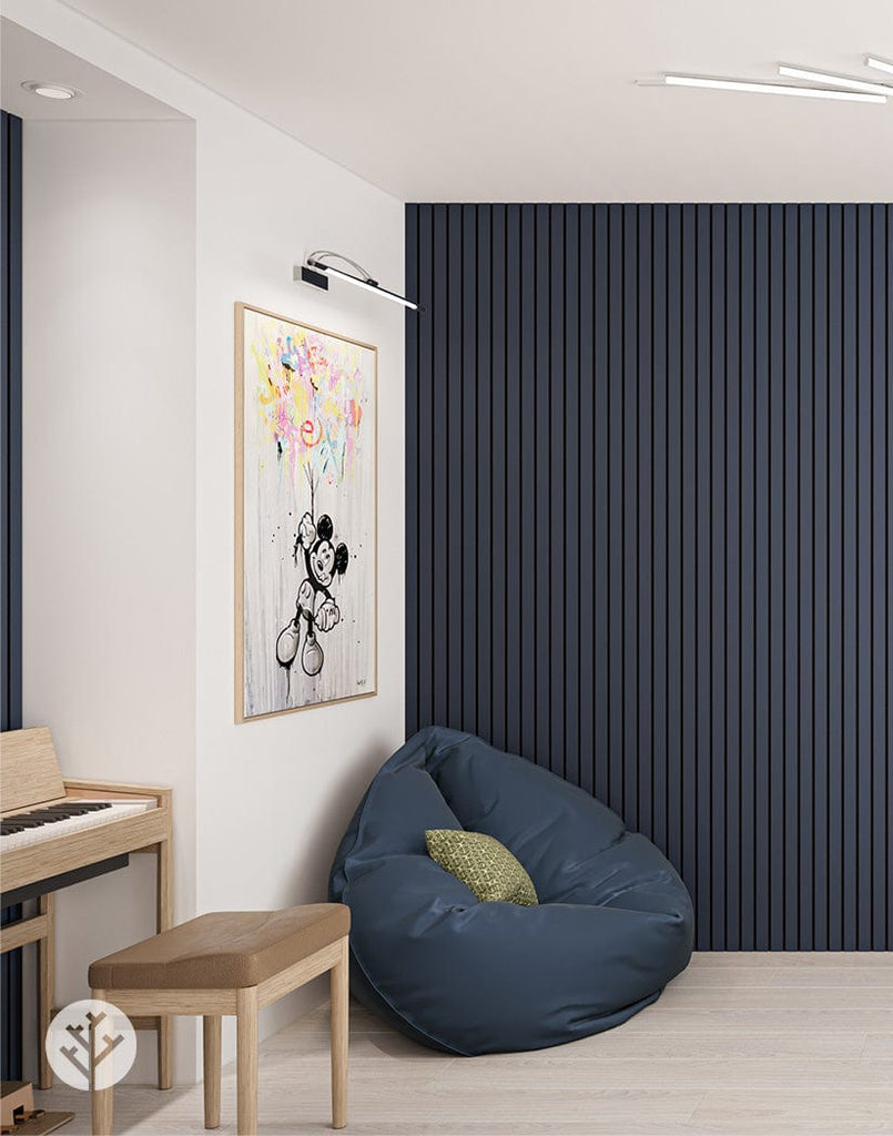 The Wood Veneer Hub Slatpanel® Luxe Blue Wide Slat Wood Wall Panel