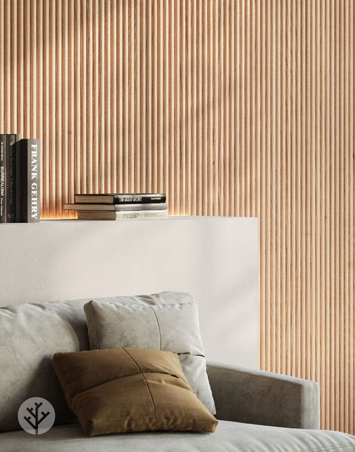 The Wood Veneer Hub Oak Ridge Fluted Tambour Wood Effect Wall Panels