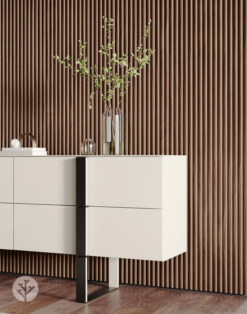 The Wood Veneer Hub Walnut Ridge Fluted Tambour Wood Effect Wall Panels