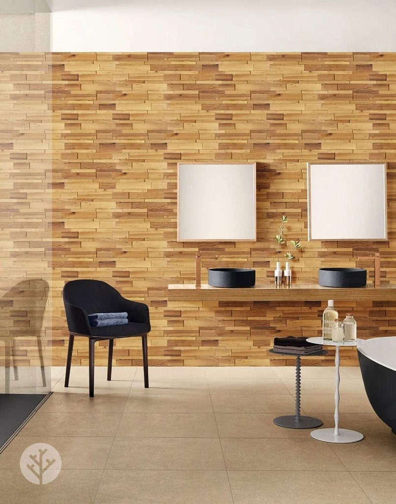 The Wood Veneer Hub Stereo Linear Natural Wood Mosaic Wall Panels