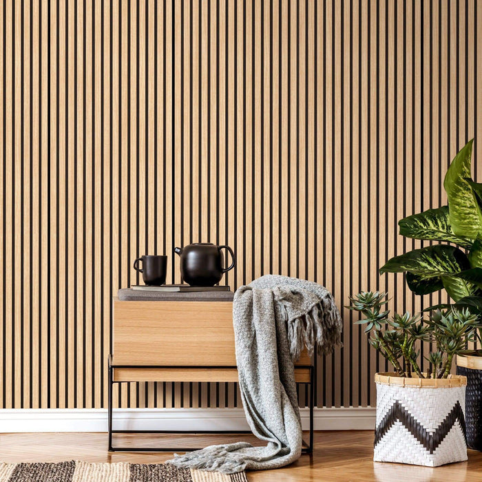 Wooden acoustic panels with natural wood veneer and sound insulation  qualities