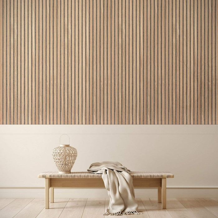 Sustainable White Oak Modular Wall Panel Natural Wood Acoustic Slat